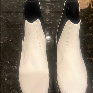 Dr. Martens Black and White Boots with Yellow Detail